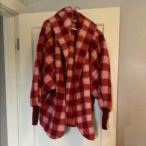 KatyDid Red and Pink Checkered Shall Jacket